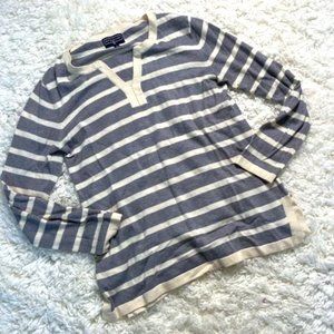 Cashmere Blend Duffield Lane Grey & White Striped Sweater, Size‎ XS